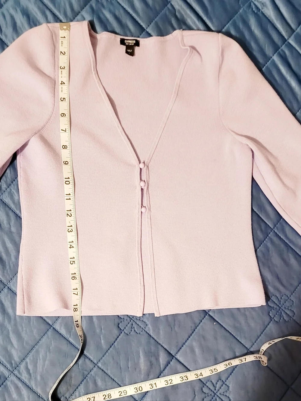 Express Lavender Button-Front V-Neck Cardigan Ladies Large - Picture 5 of 6